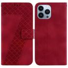 For iPhone 13 Pro Max 7-shaped Embossed Leather Phone Case(Red) - 1