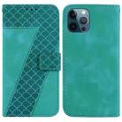 For iPhone 12 Pro Max 7-shaped Embossed Leather Phone Case(Green) - 1