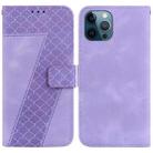 For iPhone 12 Pro Max 7-shaped Embossed Leather Phone Case(Purple) - 1