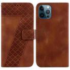 For iPhone 12 Pro Max 7-shaped Embossed Leather Phone Case(Brown) - 1