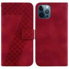 For iPhone 12 Pro Max 7-shaped Embossed Leather Phone Case(Red) - 1