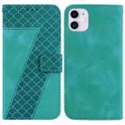 For iPhone 11 7-shaped Embossed Leather Phone Case(Green) - 1