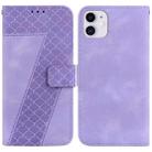 For iPhone 11 7-shaped Embossed Leather Phone Case(Purple) - 1