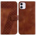 For iPhone 11 7-shaped Embossed Leather Phone Case(Brown) - 1