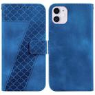 For iPhone 11 7-shaped Embossed Leather Phone Case(Blue) - 1