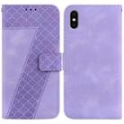 For iPhone X / XS 7-shaped Embossed Leather Phone Case(Purple) - 1