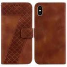 For iPhone X / XS 7-shaped Embossed Leather Phone Case(Brown) - 1