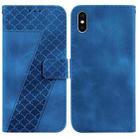 For iPhone X / XS 7-shaped Embossed Leather Phone Case(Blue) - 1