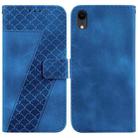 For iPhone XR 7-shaped Embossed Leather Phone Case(Blue) - 1