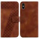 For iPhone XS Max 7-shaped Embossed Leather Phone Case(Brown) - 1