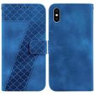 For iPhone XS Max 7-shaped Embossed Leather Phone Case(Blue) - 1