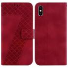 For iPhone XS Max 7-shaped Embossed Leather Phone Case(Red) - 1