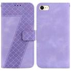 For iPhone SE 2022/SE 2020/8/7 7-shaped Embossed Leather Phone Case(Purple) - 1