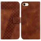 For iPhone SE 2022/SE 2020/8/7 7-shaped Embossed Leather Phone Case(Brown) - 1