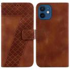 For iPhone 12 mini 7-shaped Embossed Leather Phone Case(Brown) - 1