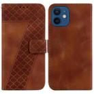 For iPhone 12 mini Seven-shaped Embossed Leather Phone Case(Brown) - 1