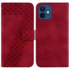 For iPhone 12 mini 7-shaped Embossed Leather Phone Case(Red) - 1
