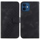 For iPhone 12 mini 7-shaped Embossed Leather Phone Case(Black) - 1