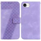 For iPhone SE 2024 7-shaped Embossed Leather Phone Case(Purple) - 1