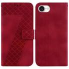 For iPhone SE 2024 7-shaped Embossed Leather Phone Case(Red) - 1