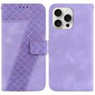 For iPhone 16 Pro Max Seven-shaped Embossed Leather Phone Case(Purple) - 1