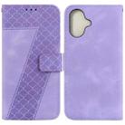 For iPhone 16 Plus Seven-shaped Embossed Leather Phone Case(Purple) - 1