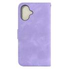 For iPhone 16 Plus Seven-shaped Embossed Leather Phone Case(Purple) - 3