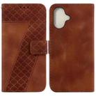 For iPhone 16 Plus Seven-shaped Embossed Leather Phone Case(Brown) - 1