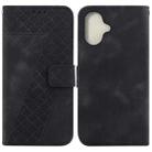 For iPhone 16 Plus Seven-shaped Embossed Leather Phone Case(Black) - 1