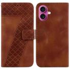 For iPhone 17 Seven-shaped Embossed Leather Phone Case(Brown) - 1