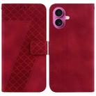 For iPhone 17 Seven-shaped Embossed Leather Phone Case(Red) - 1