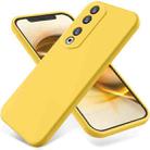 For Honor 90 Pro Pure Color Liquid Silicone Shockproof Phone Case(Yellow) - 1