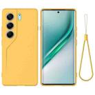 For Tecno Camon 40 4G Pure Color Liquid Silicone Shockproof Phone Case(Yellow) - 1