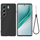 For Tecno Camon 40 Pro 4G Pure Color Liquid Silicone Shockproof Phone Case(Black) - 1