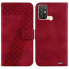 For ZTE Blade A52 7-shaped Embossed Leather Phone Case(Red) - 1