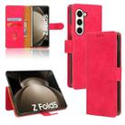 For Samsung Galaxy Z Fold5 Skin Feel Magnetic Flip Leather Phone Case(Rose Red) - 1