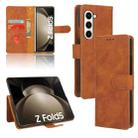 For Samsung Galaxy Z Fold5 Skin Feel Magnetic Flip Leather Phone Case(Brown) - 1