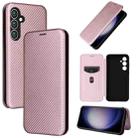 For Samsung Galaxy S23 FE 5G Carbon Fiber Texture Flip Leather Phone Case(Pink) - 1