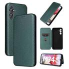 For Samsung Galaxy M34 5G Carbon Fiber Texture Flip Leather Phone Case(Green) - 1