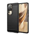 For OPPO Reno10 5G Global Brushed Texture Carbon Fiber TPU Phone Case(Black) - 1