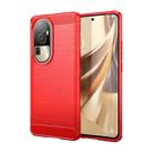 For OPPO Reno10 5G Global Brushed Texture Carbon Fiber TPU Phone Case(Red) - 1