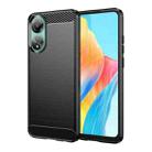 For OPPO A78 4G Brushed Texture Carbon Fiber TPU Phone Case(Black) - 1