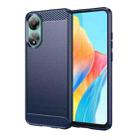 For OPPO A78 4G Brushed Texture Carbon Fiber TPU Phone Case(Blue) - 1