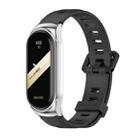 For Xiaomi Mi Band 8 Mijobs CS Case Flat Hole Silicone Watch Band(Black Silver) - 1