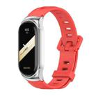 For Xiaomi Mi Band 8 Mijobs CS Case Flat Hole Silicone Watch Band(Red Silver) - 1