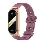 For Xiaomi Mi Band 8 Mijobs CS Case Flat Hole Silicone Watch Band(Wine Red Rose Gold) - 1