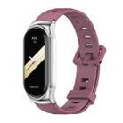 For Xiaomi Mi Band 8 Mijobs CS Case Flat Hole Silicone Watch Band(Wine Red Silver) - 1