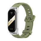 For Xiaomi Mi Band 8 Mijobs CS Case Flat Hole Silicone Watch Band(Army Green Silver) - 1