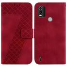 For Nokia C21 Plus 7-shaped Embossed Leather Phone Case(Red) - 1