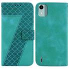 For Nokia C12 7-shaped Embossed Leather Phone Case(Green) - 1